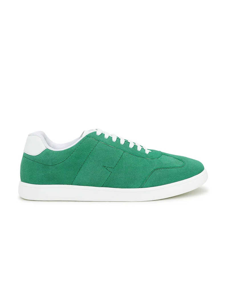 بيواكوف Men's Moss Green & White Color Block Low-Top Sneakers